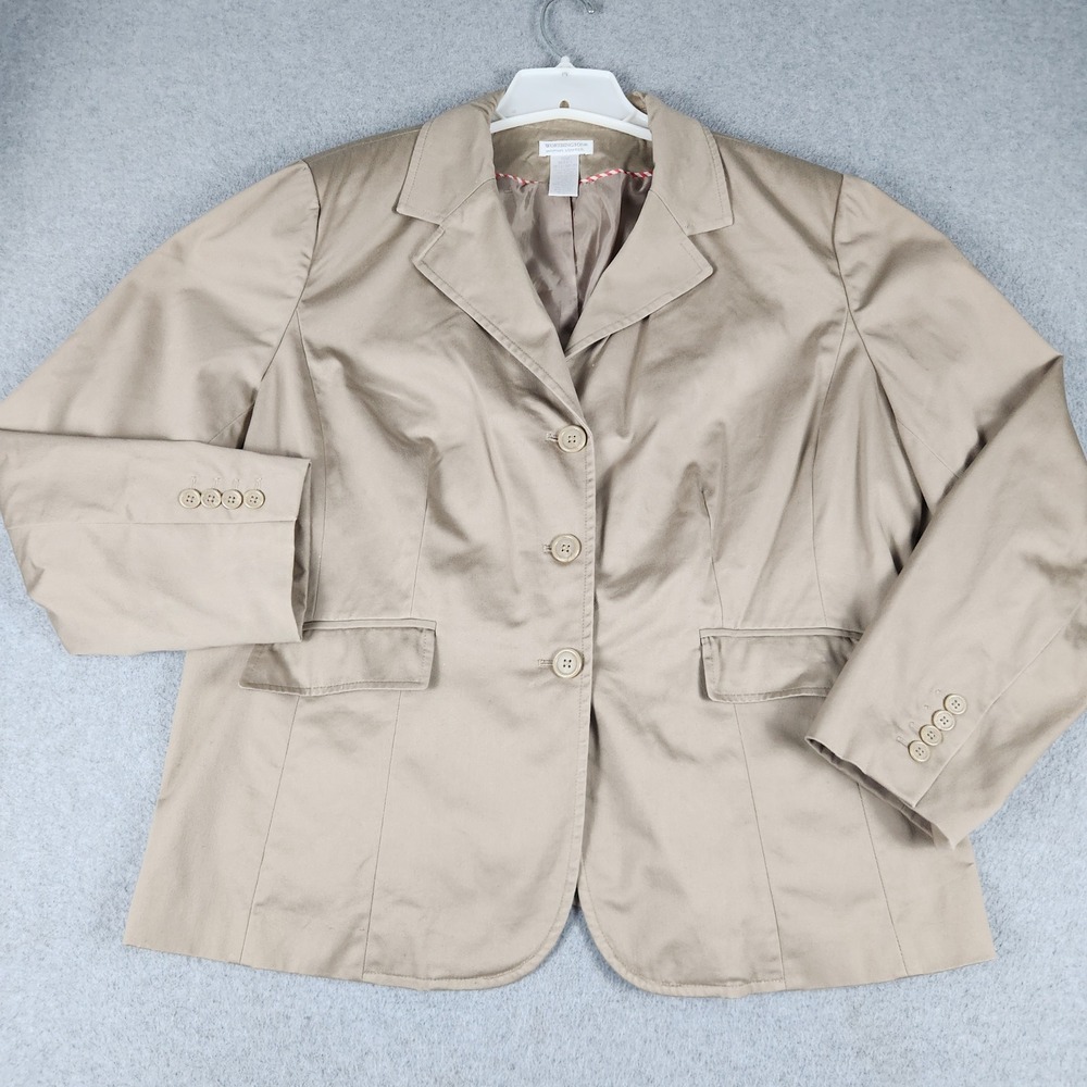 Worthington Blazer Women 20W Tan Stretch 3-Button Professional Single Breasted